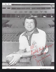 Jimmy Johnson signed 8x10 picture OSA & Dallas Head Coach Football - Imagen 1 de 1