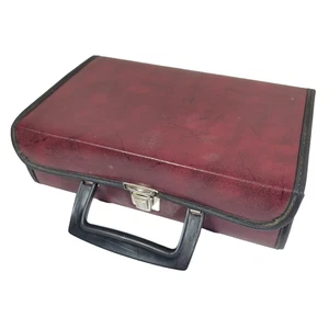 Vintage Cassette Tape Carry Storage Case Burgundy Maroon Faux Leather Holds 12 - Picture 1 of 6