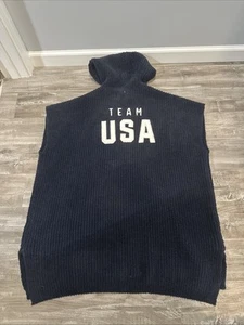 Team USA Barefoot Dreams CozyChic Hooded Rib Cozy One Size Navy NWT - Picture 1 of 7
