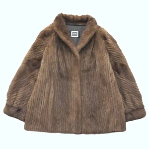 SAGA MINK Brown Half-Length Fur Coat Sleeve Design Size M Authentic Japan - Picture 1 of 24