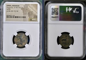 Roman Emperor Octavian Augustus 13-14AD Coin NGC Genuine Ancient Antioch AE20 - Picture 1 of 9