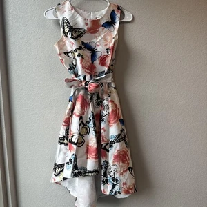 Poppies And Roses Monarch Dress Girl’s Size 14 Butterfly Summer Roses Pink Blue  - Picture 1 of 21