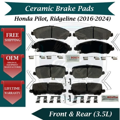 Bosch OEM Front & Rear Ceramic Brake Pads Kit For 2016-2024 Honda Pilot Ridgelin - Image 1 of 4