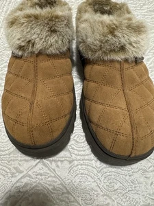 Skechers Y2K Damenschuhe 9,5 hellbraun Kunstfell klobig Fortress Slide Pantolette Clog - Bild 1 von 13