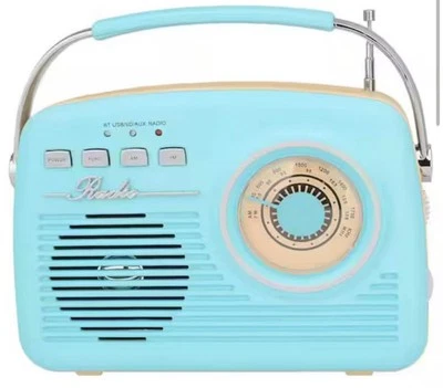 SuperSonic Pastel Blue Retro Bluetooth Speaker Vintage Classic Sound FM/AM also - Image 1 of 4