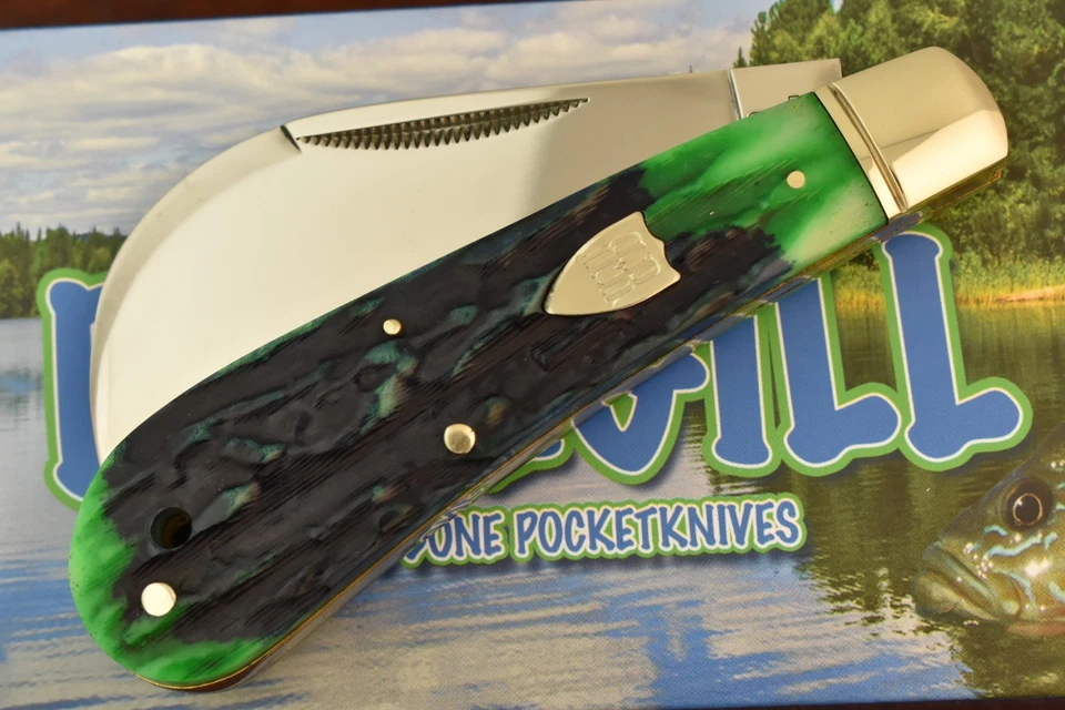 ROUGH RIDER RYDER BLUEGILL GREEN STAG BONE HAWKBILL PRUNER KNIFE RR2635 NICE - Image 1 of 4