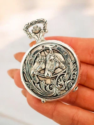 Solid Silver Vesta Case with Horses & Enamel Erotic Scene , Match Safe - Image 1 of 4