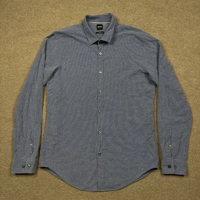 Hugo Boss Men's Shirt Size L Blue Button Up Long Sleeve Collared Slim Preppy - Image 1 of 4