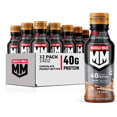 Batido de proteínas Muscle Milk Pro Series chocolate mantequilla de maní 40 g proteína 14 F... Foto 1 de 4