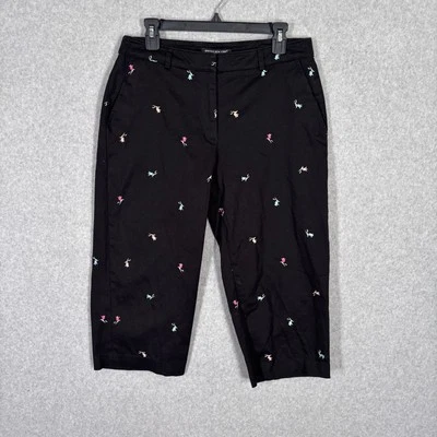 Pantalones capri chinos Briggs New York 12P flores bordadas elásticas abuela recortada  Foto 1 de 4