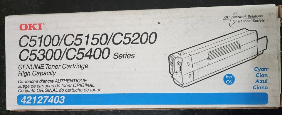 Okidata Type C6 Image Toner 42127401, Cyan for Okidata C5100, C5150, C5200 - Image 1 of 1