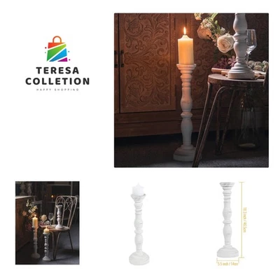 White Rustic Candle Holders for Pillar Candles,18-Inch Vintage Wooden Candle ... - Image 1 of 4