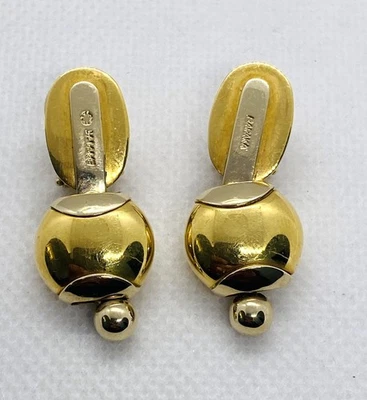 Baraka Two Tone 18K 750 Gold Clip on Earrings No Post - Image 1 of 4