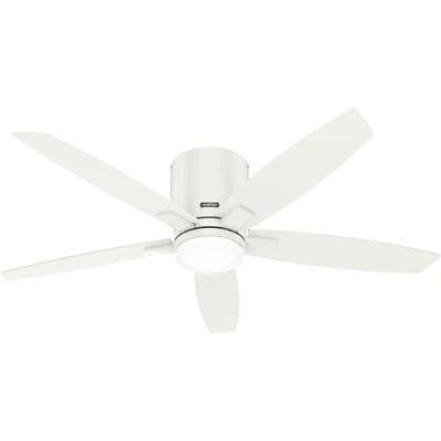 Flat Ceiling Fan with Remote Control Valencia White 132cm LED Lighting - Image 1 of 4