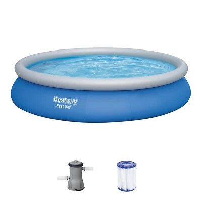 Aufstellpool robuster Gartenpool Frame Pool mit Filterpumpe Blau Ø 457 x 84 cm - Bild 1 von 4
