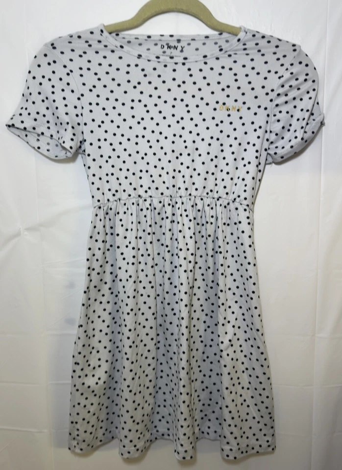 Black & White Polka Dot DKNY (Donna Karan) Dress Girl Size 7 #15 - Image 1 of 4