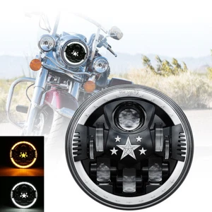 7" Inch LED Headlight Round DRL Halo Beam For Electra Glide Road King Softail - Picture 1 of 13