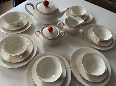 Seltmann Weiden Teeservice Rot 30iger Komplett 21 Teile - Bild 1 von 4