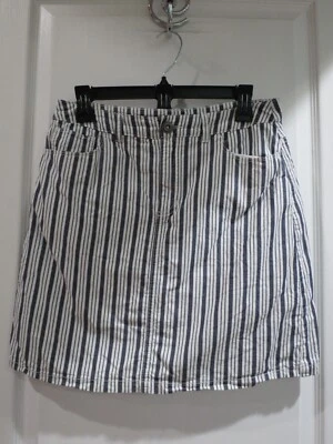 Croft & Barrow 100% Algodón Azul Blanco Rayas Lápiz Skort con Bolsillo Decoración 4 Foto 1 de 4