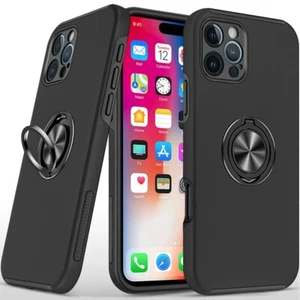 For iPhone 16 Pro 6.3in Case Dual Layer Magnetic RingStand + Tempered Glass - Picture 1 of 30
