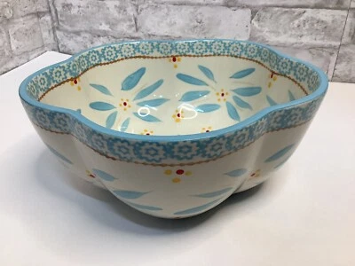 Temptations Tara Viejo Mundo Azul 3 Cuartos Borde Festoneado Cuenco Raro Grande ☼ Difícil de Encontrar Foto 1 de 4