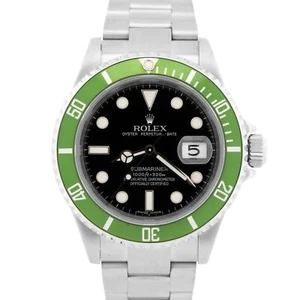 MINT 2009 PAPERS Rolex Submariner Date 40mm KERMIT Green Stainless 16610 LV BOX - Picture 1 of 9