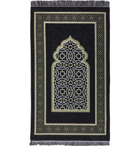 Modefa Turkish Chenille Embroidered Thin Islamic Prayer Mat - Arabesque Dynasty