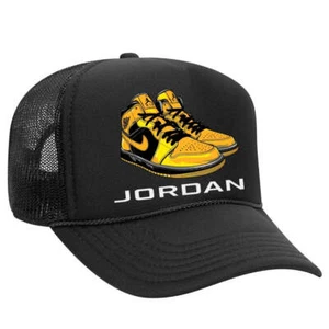 Fly High nello stile: cappello snapback camionista nero Air Jordan giallo e nero - Foto 1 di 3