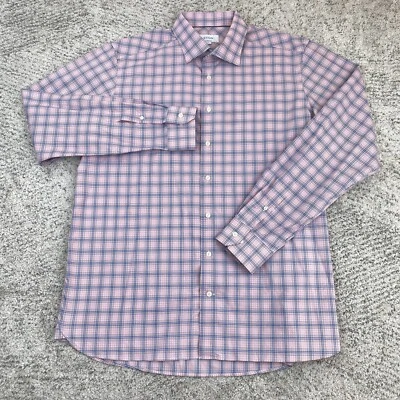 Eton Shirt Mens XXL 18 Contemporary Pink Blue Check Dress Button Long Sleeve EUC - Imagem 1 de 4