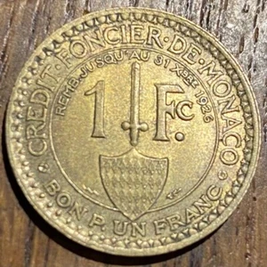 PIECE DE 1 FRANC MONACO 1924 POISSY RARE !!! 150000 EXEMPLAIRES SEULEMENT (1040) - Picture 1 of 2