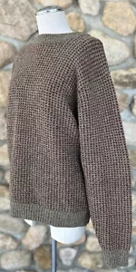 LL Bean Men’s VTG 80’s 100% Lamb’s Wool Fisherman Sweater Khaki/Red Birdseye Med - Picture 1 of 24