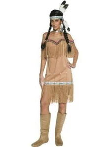 Ladies Deluxe Western Native Red Indian Squaw Pocahontas Fancy Dress Costume - Picture 1 of 1