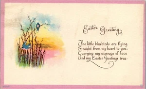 Vintage Easter Postcard ~ The Little Bluebirds are Flying ~ Sweet Poem  - Picture 1 of 3