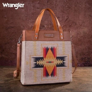 Wrangler Western Womens Canvas Tan Crossbody Aztec - Picture 1 of 4