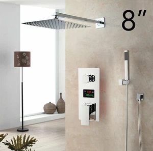 2-way Bathroom 8 Inch Shower Set Taps Wall Mount Mixer Digital Mixer Valve Tap - Picture 1 of 8