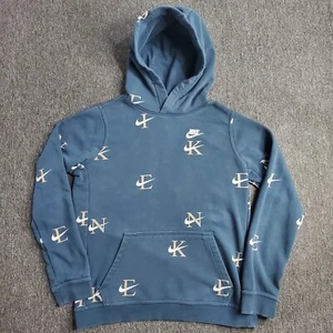 Nike Hoodie Boys Sz XL Blue Sweatshirt Sportswear Club Pullover AOP DX5699-454 - Picture 1 of 12
