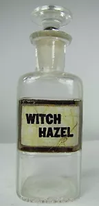 WITCH HAZEL Antique Apothecary Reverse Glass Label Bottle Drug Store Advertising - Picture 1 of 12
