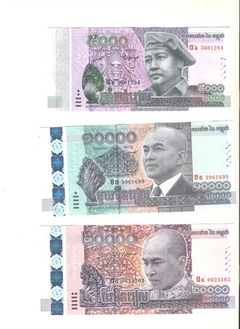 3 PCS of Cambodia 5000 Riels & 10000 Riels 2015 and 20000 Riels 2017 Cover