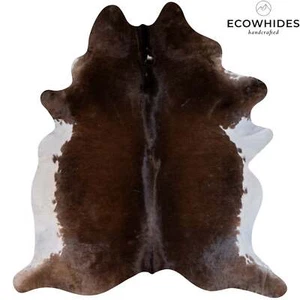 Brazilian Chocolate and White Cowhide Rug Size 7'8" L x 7'5" W 6855 - Picture 1 of 6