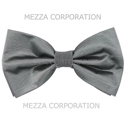 Nuevo formal para hombre pre atado pajarita chintz formal boda fiesta sólido plata gris Foto 1 de 3