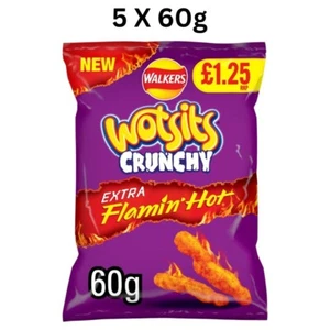Wotsits Crunchy Extra Flamin' Hot Sharing Bag Crisps 5 X 60g/Fast Moving/Deal - Picture 1 of 2