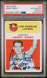Jerry West HOF Signed 1961 Fleer Basketball #43 RC Rookie PSA PSA/DNA 9 Auto
