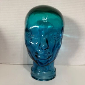 Vintage Spanish Cobalt Blue Glass Mannequin Head For Hats Wigs Accessories - Picture 1 of 7