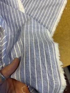 4.4 Metres Denim Stripe Woven Cotton Linen Poly Blend Shirting Fashion Fabric - Picture 1 of 4