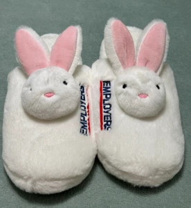 bunny slippers padded white and pink plush house shoes Employers NEW - Picture 1 of 9