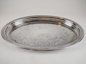 Vintage Wm Rogers Silver Plated 18.5" x 13" Ornate Serving Tray Platter - Picture 1 of 7