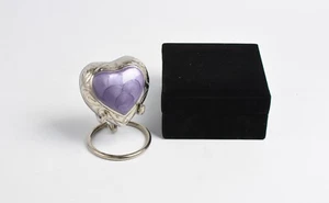 Urna ricordo cuore per cenere bambino animale adulto viola argento completamente personalizzata - Foto 1 di 3