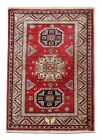 Kleiner roter Wollteppich handgewebter orientalischer traditioneller Teppich 116x84 cm