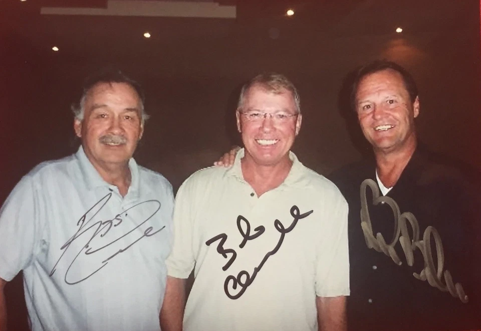 FOTO FIRMADA 5x7 FLYERS LCB LINE BOBBY CLARKE BILL BARBER REGGIE LIACH #2 Foto 1 de 1