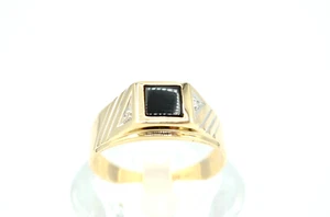 10k Vintage Gold, Diamond And Onyx Men's Ring. 2.9gr - Picture 1 of 6